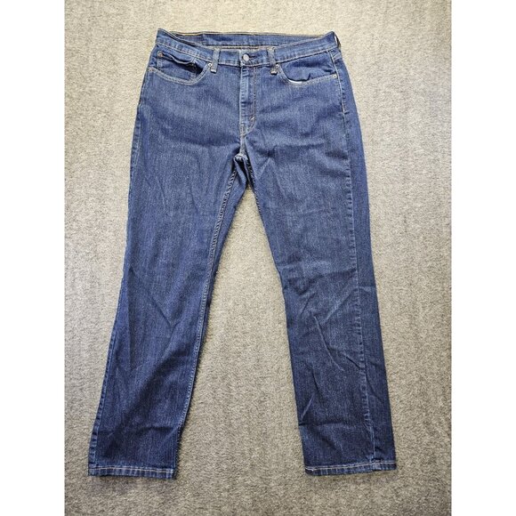 Levis 514 Jeans Mens 36x32 Dark Wash Straight Leg Stretch - Picture 1 of 10